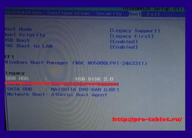 Установка windows через bios